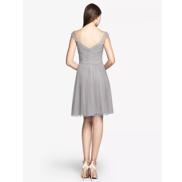 Gather & Gown Knee Length Sz 14 Bridesmaid Fairy Dress Light Gray Tulle Prom Wed - Picture 2 of 15